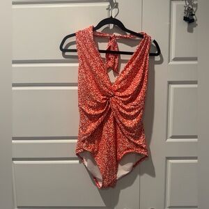 Michael Michael Kors Women's 236282 V-Twist Halter One-Piece Swimsuit Size 16